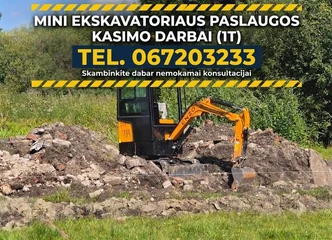 Peržiūrėti skelbimą - 1 tonos mini ekskavatoriaus paslaugos